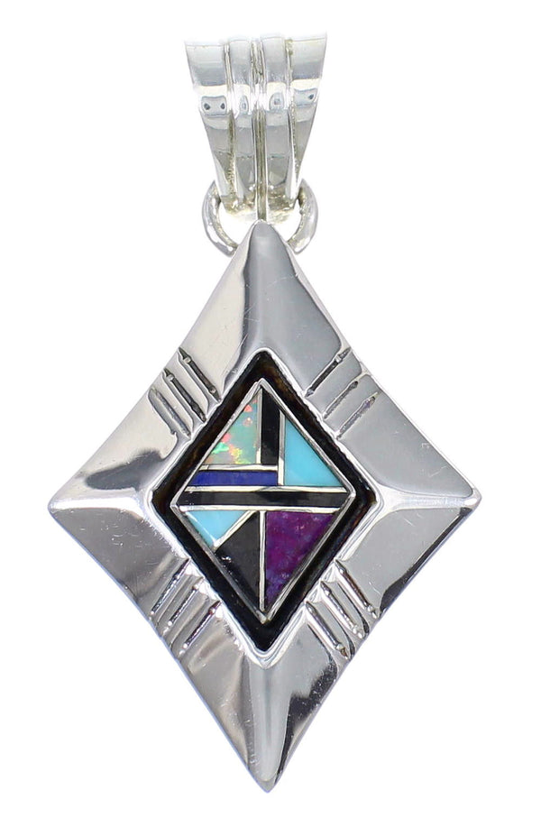 Sterling Silver And Multicolor Inlay Southwest Pendant YX67840